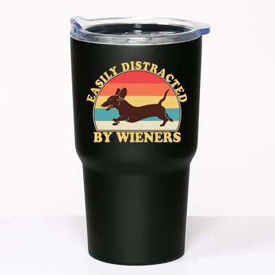 Funny Retro Easily Distracted By Wieners Dachshund fan Tumbler