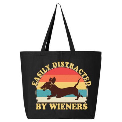 Funny Retro Easily Distracted By Wieners Dachshund fan 25L Jumbo Tote