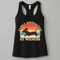Funny Retro Easily Distracted By Wieners Dachshund fan Womens Tank Top