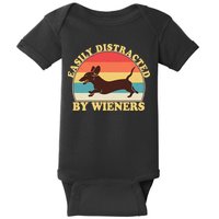 Funny Retro Easily Distracted By Wieners Dachshund fan Baby Bodysuit