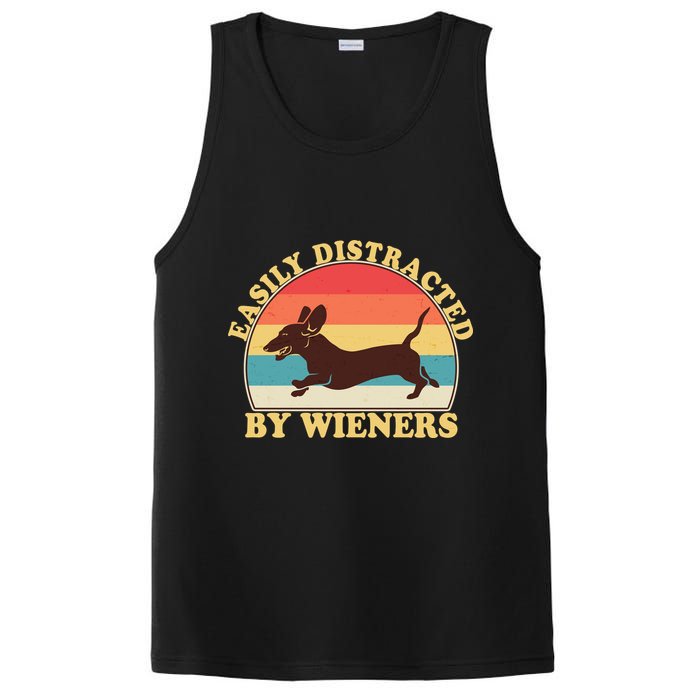 Funny Retro Easily Distracted By Wieners Dachshund fan PosiCharge Competitor Tank