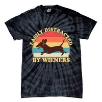 Funny Retro Easily Distracted By Wieners Dachshund fan Tie-Dye T-Shirt