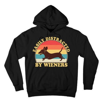 Funny Retro Easily Distracted By Wieners Dachshund fan Tall Hoodie