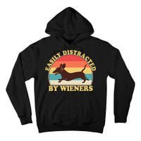 Funny Retro Easily Distracted By Wieners Dachshund fan Tall Hoodie