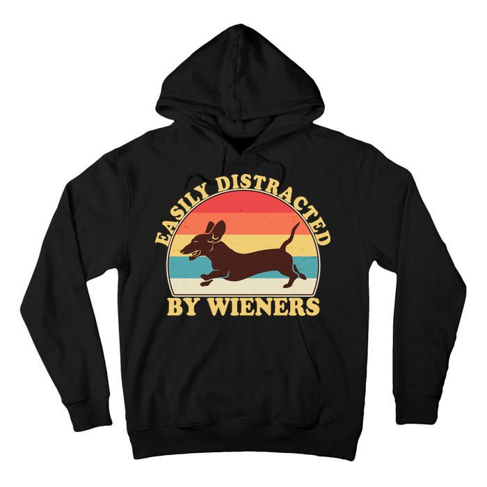 Funny Retro Easily Distracted By Wieners Dachshund fan Tall Hoodie