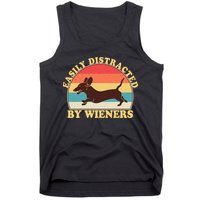 Funny Retro Easily Distracted By Wieners Dachshund fan Tank Top