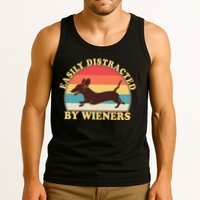 Funny Retro Easily Distracted By Wieners Dachshund fan Tank Top
