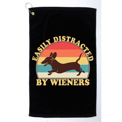 Funny Retro Easily Distracted By Wieners Dachshund fan Golf Towel