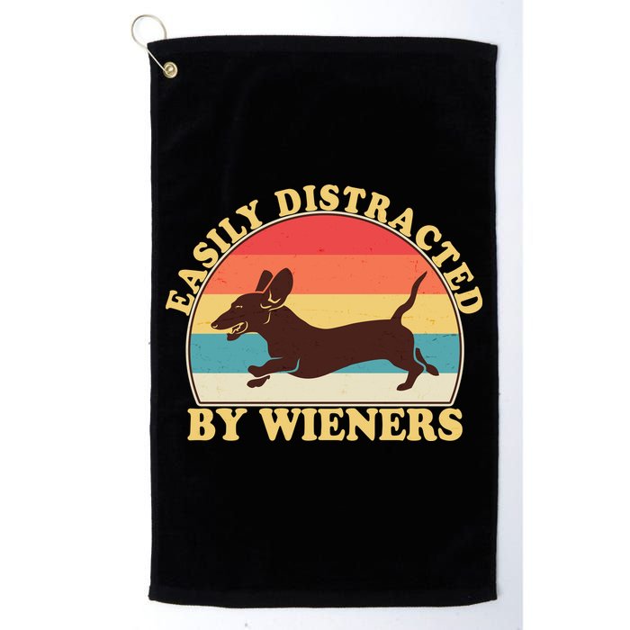 Funny Retro Easily Distracted By Wieners Dachshund fan Golf Towel