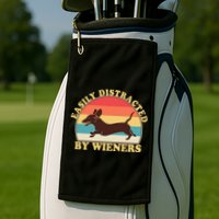 Funny Retro Easily Distracted By Wieners Dachshund fan Golf Towel