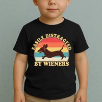 Funny Retro Easily Distracted By Wieners Dachshund fan Toddler T-Shirt