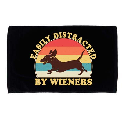 Funny Retro Easily Distracted By Wieners Dachshund fan Microfiber Hand Towel