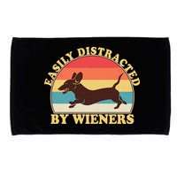 Funny Retro Easily Distracted By Wieners Dachshund fan Microfiber Hand Towel