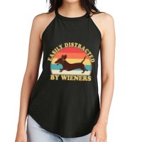 Funny Retro Easily Distracted By Wieners Dachshund fan Women's Perfect Tri Rocker Tank