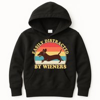 Funny Retro Easily Distracted By Wieners Dachshund fan Kids Hoodie