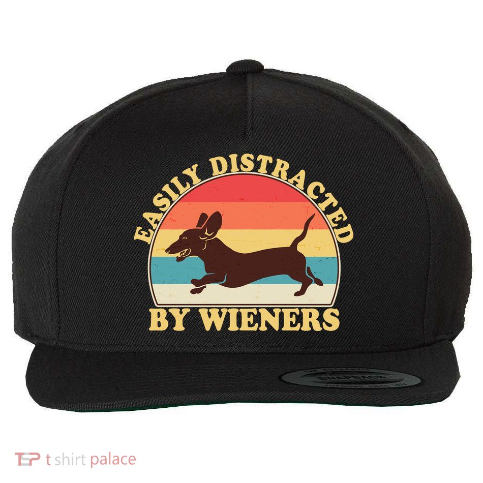 Funny Retro Easily Distracted By Wieners Dachshund fan Wool Snapback Cap