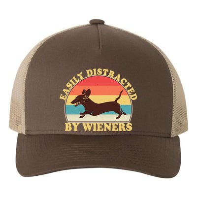 Funny Retro Easily Distracted By Wieners Dachshund fan Yupoong Adult 5-Panel Trucker Hat