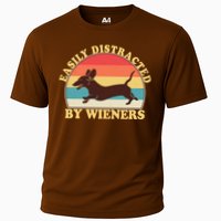Funny Retro Easily Distracted By Wieners Dachshund fan Performance Shirt
