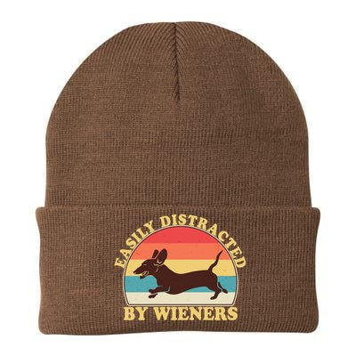 Funny Retro Easily Distracted By Wieners Dachshund fan Knit Cap Winter Beanie