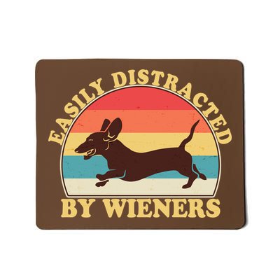 Funny Retro Easily Distracted By Wieners Dachshund fan Mousepad