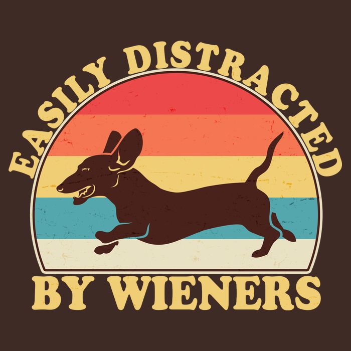 Funny Retro Easily Distracted By Wieners Dachshund fan Cooling Performance Long Sleeve Crew