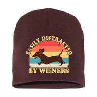 Funny Retro Easily Distracted By Wieners Dachshund fan Short Acrylic Beanie