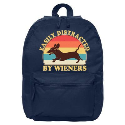 Funny Retro Easily Distracted By Wieners Dachshund fan 16 in Basic Backpack