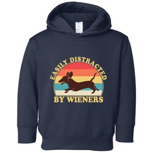 Funny Retro Easily Distracted By Wieners Dachshund fan Toddler Hoodie