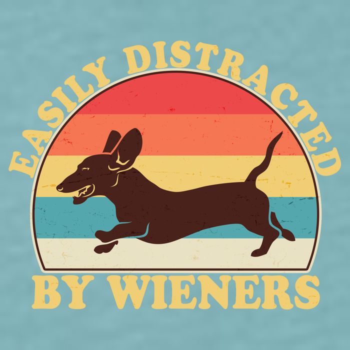 Funny Retro Easily Distracted By Wieners Dachshund fan Sueded Cloud Jersey T-Shirt