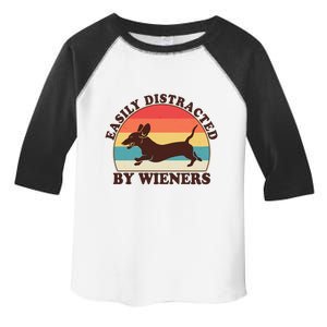 Funny Retro Easily Distracted By Wieners Dachshund fan Toddler Fine Jersey T-Shirt