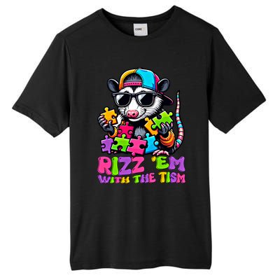 Funny Rizz Em With The Tism Groovy Opossum Meme Autism Gift Tall Fusion ChromaSoft Performance T-Shirt