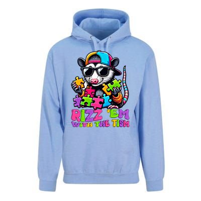 Funny Rizz Em With The Tism Groovy Opossum Meme Autism Gift Unisex Surf Hoodie