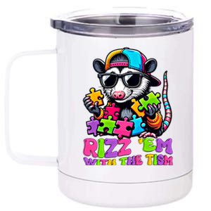 Funny Rizz Em With The Tism Groovy Opossum Meme Autism Gift 12 oz Stainless Steel Tumbler Cup