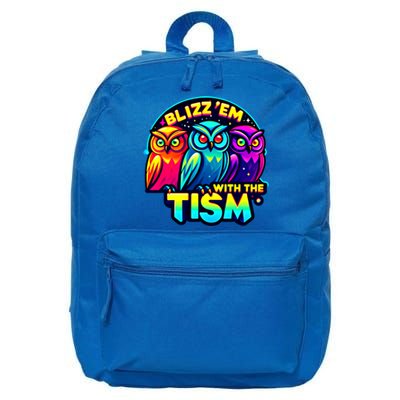 Funny Rizz Em With The Tism Owl Dissociating Autism Cool Gift 16 in Basic Backpack