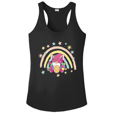 Floral Rainbow Easter Bunny Spring Gnome Egg Hunting Basket Ladies PosiCharge Competitor Racerback Tank