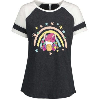 Floral Rainbow Easter Bunny Spring Gnome Egg Hunting Basket Enza Ladies Jersey Colorblock Tee