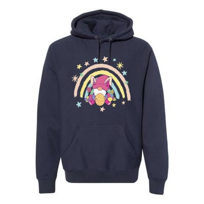 Floral Rainbow Easter Bunny Spring Gnome Egg Hunting Basket Premium Hoodie