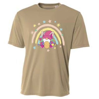 Floral Rainbow Easter Bunny Spring Gnome Egg Hunting Basket Cooling Performance Crew T-Shirt