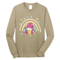 Floral Rainbow Easter Bunny Spring Gnome Egg Hunting Basket Long Sleeve Shirt