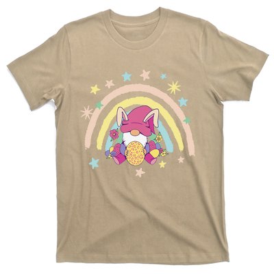 Floral Rainbow Easter Bunny Spring Gnome Egg Hunting Basket T-Shirt