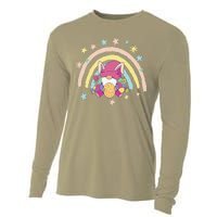 Floral Rainbow Easter Bunny Spring Gnome Egg Hunting Basket Cooling Performance Long Sleeve Crew