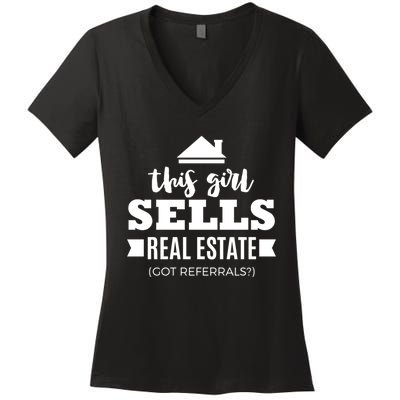 Funny Real Estate Agent Realtor Gift Got Referrals Women's V-Neck T-Shirt