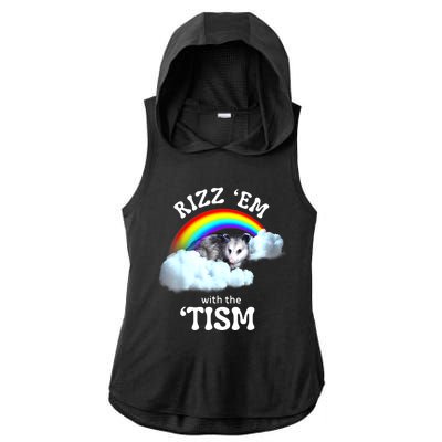 Funny Rizz Em With The Tism Meme Autistic Opossum Autism Awareness Gift Ladies PosiCharge Tri-Blend Wicking Draft Hoodie Tank