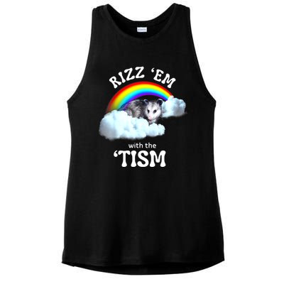 Funny Rizz Em With The Tism Meme Autistic Opossum Autism Awareness Gift Ladies PosiCharge Tri-Blend Wicking Tank