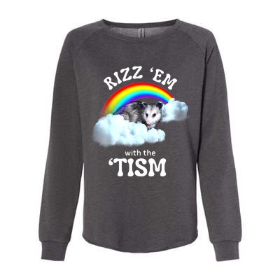 Funny Rizz Em With The Tism Meme Autistic Opossum Autism Awareness Gift Womens California Wash Sweatshirt