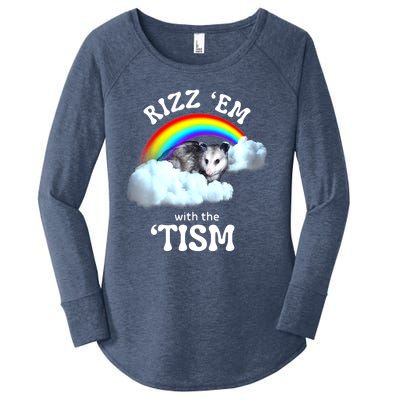 Funny Rizz Em With The Tism Meme Autistic Opossum Autism Awareness Gift Women's Perfect Tri Tunic Long Sleeve Shirt