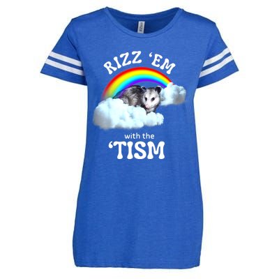 Funny Rizz Em With The Tism Meme Autistic Opossum Autism Awareness Gift Enza Ladies Jersey Football T-Shirt