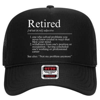 Funny Retired Employee Definition Design Funny Retiring Retiree Funny Retirement High Crown Mesh Back Trucker Hat