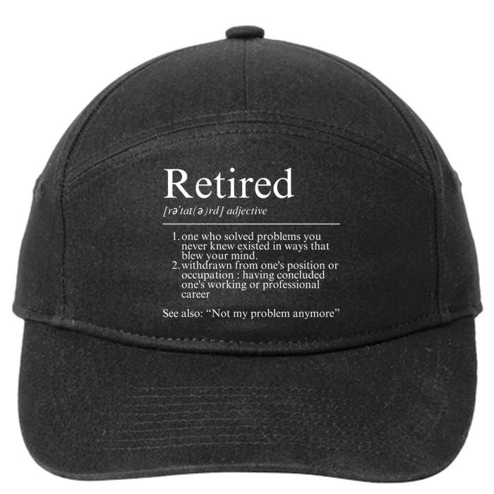 Funny Retired Employee Definition Design Funny Retiring Retiree Funny Retirement 7-Panel Snapback Hat