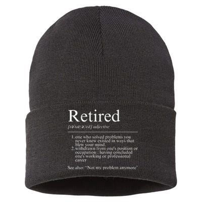 Funny Retired Employee Definition Design Funny Retiring Retiree Funny Retirement Sustainable Knit Beanie